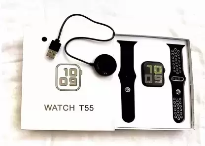 T55 SMART CALLING ,WATSAPP FACEBOOK FITNESS WATCH XL SIZE BLACK CLOUR DUEL STRAP Smartwatch  